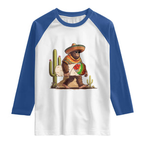 Funny Cinco De Mayo Bigfoot Burrito Lover Gift Raglan Shirt TS12 White Royal Print Your Wear