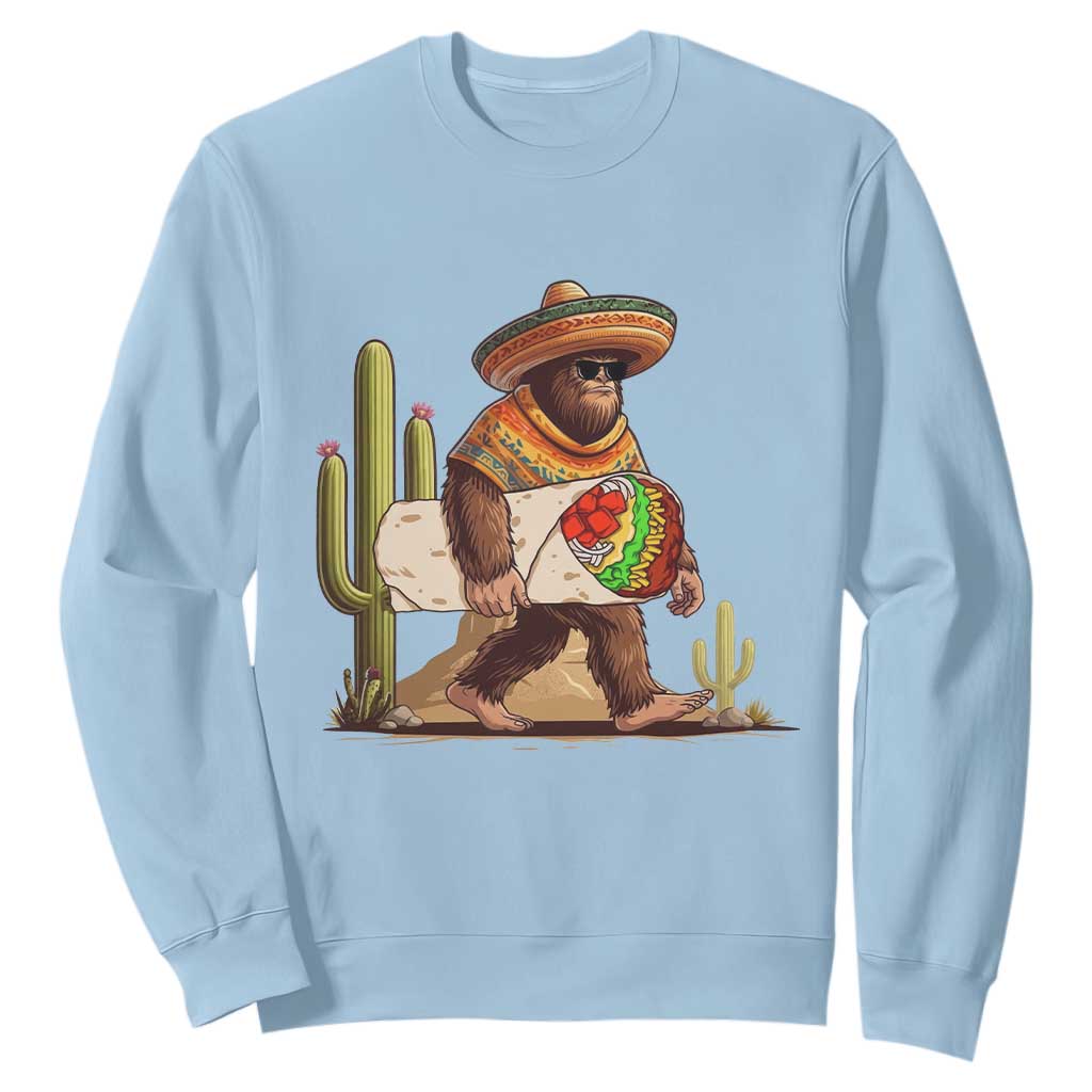 Funny Cinco De Mayo Bigfoot Burrito Lover Gift Sweatshirt TS12 Light Blue Print Your Wear