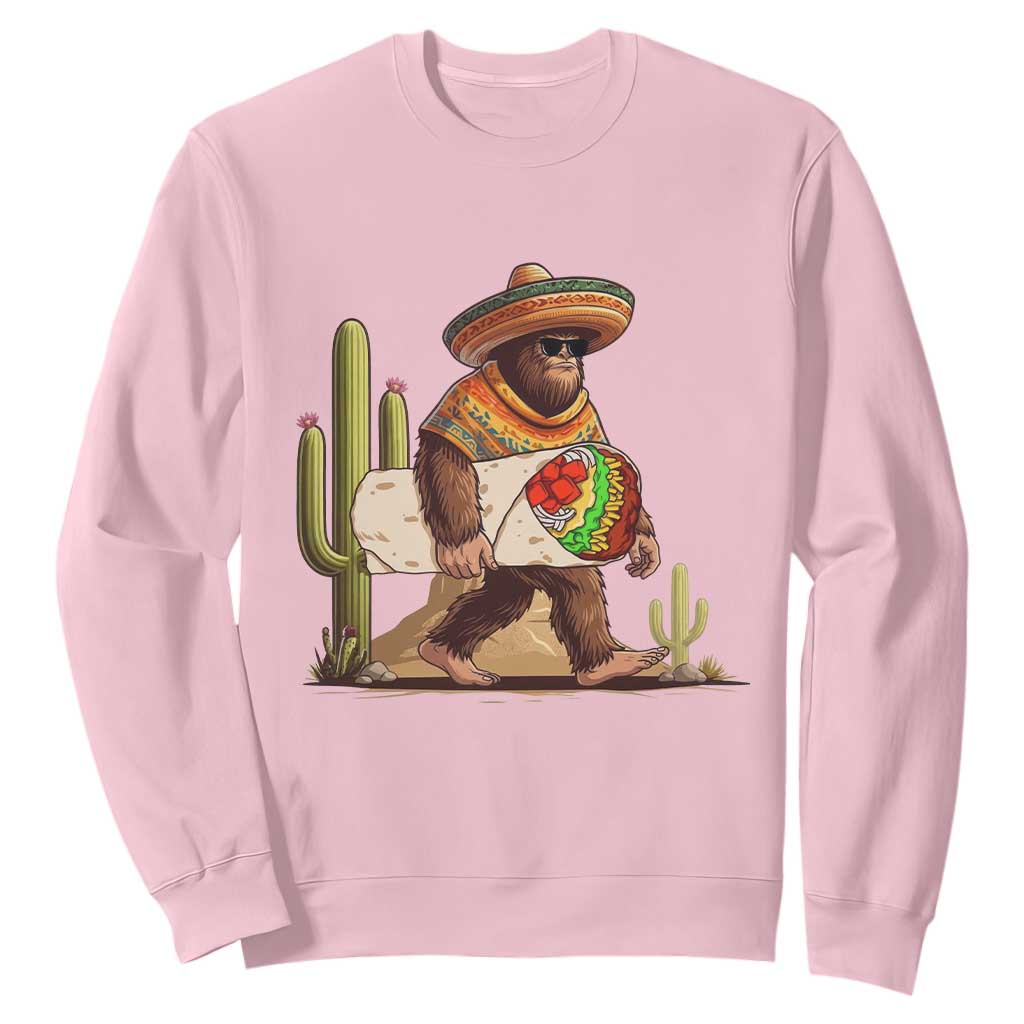 Funny Cinco De Mayo Bigfoot Burrito Lover Gift Sweatshirt TS12 Light Pink Print Your Wear
