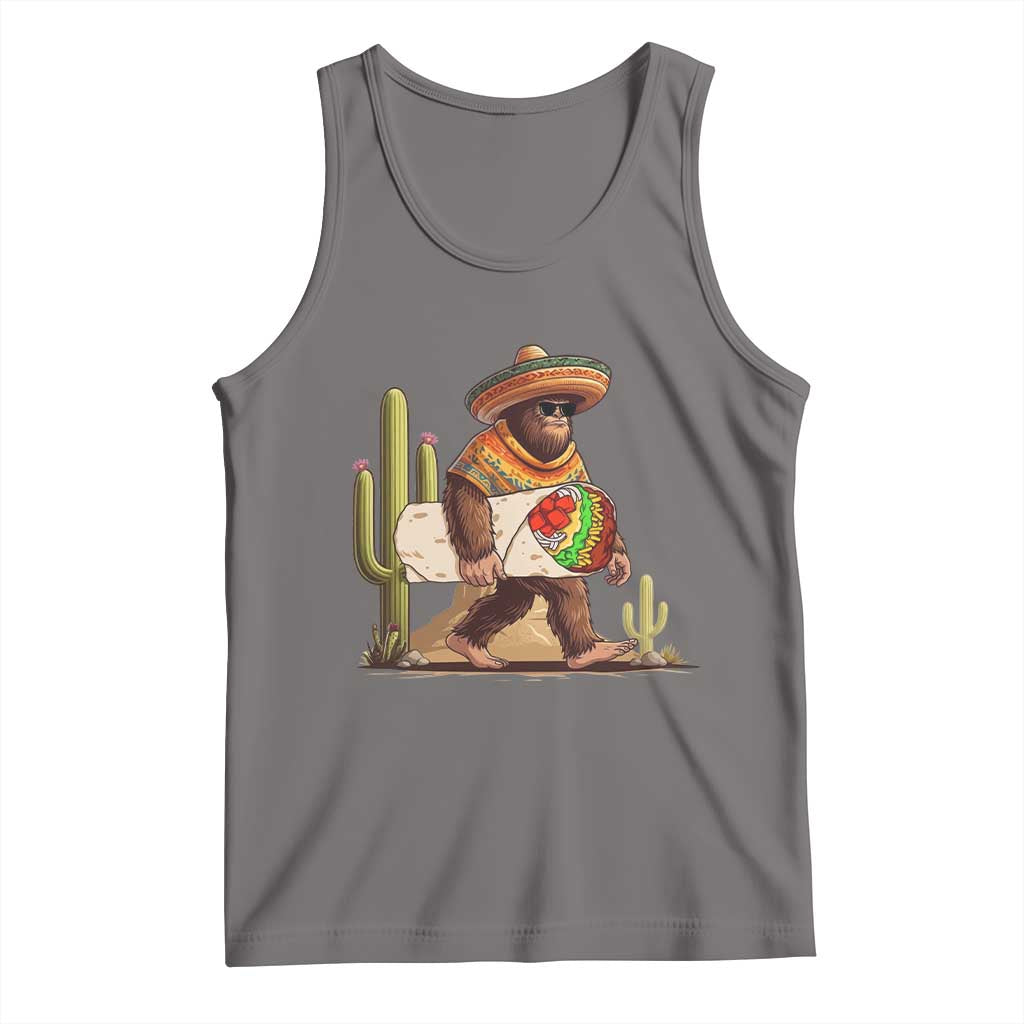 Funny Cinco De Mayo Bigfoot Burrito Lover Gift Tank Top TS12 Deep Heather Print Your Wear