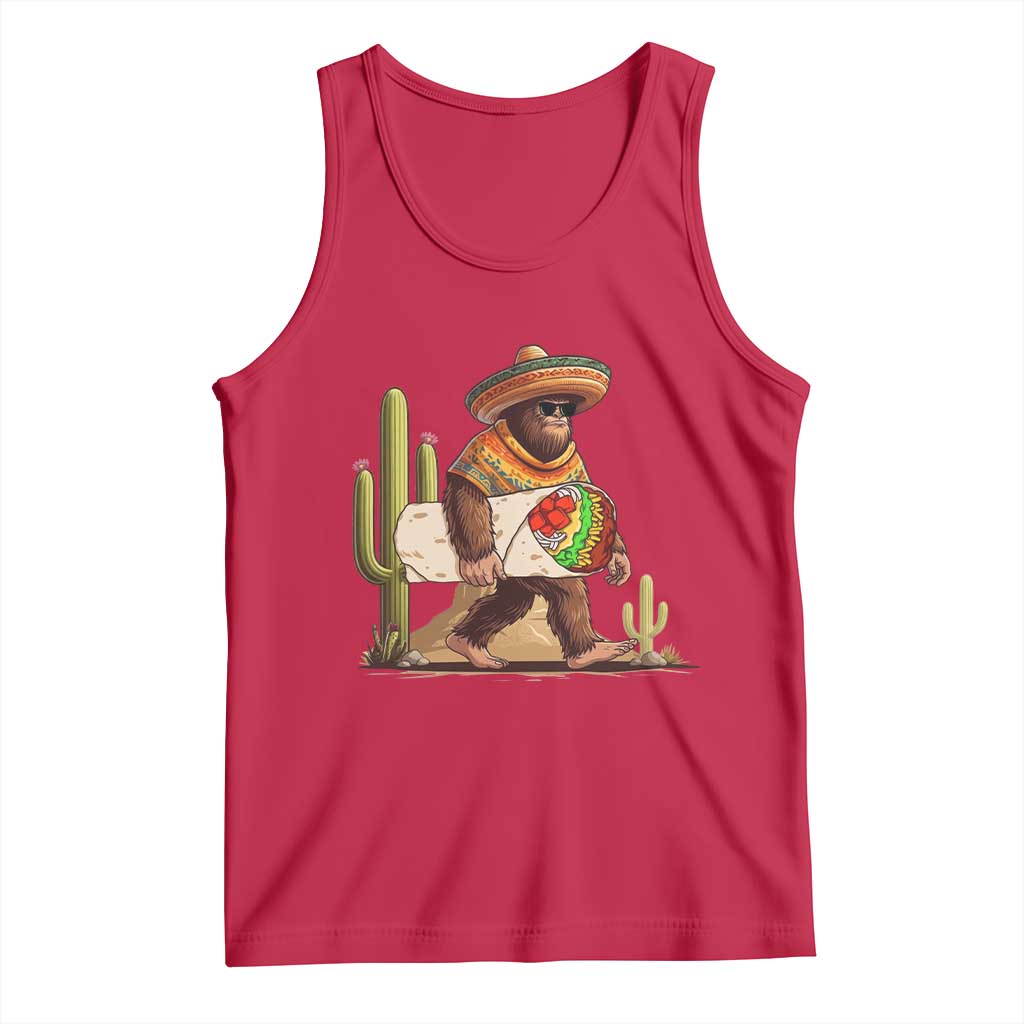 Funny Cinco De Mayo Bigfoot Burrito Lover Gift Tank Top TS12 Red Print Your Wear