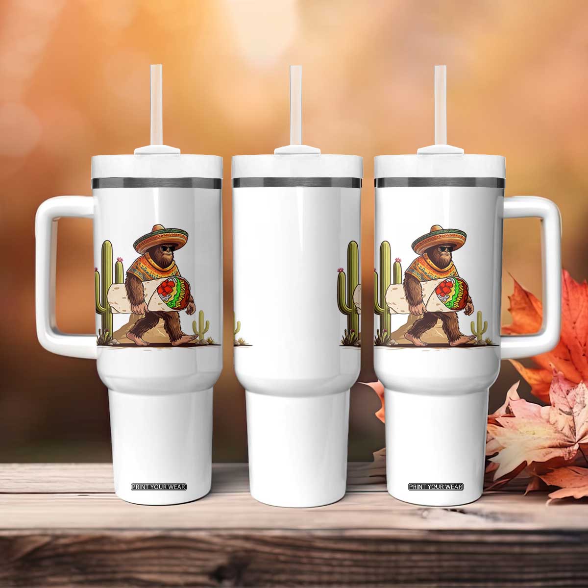 Funny Cinco De Mayo Bigfoot Burrito Lover Gift Tumbler With Handle TS12 Print Your Wear