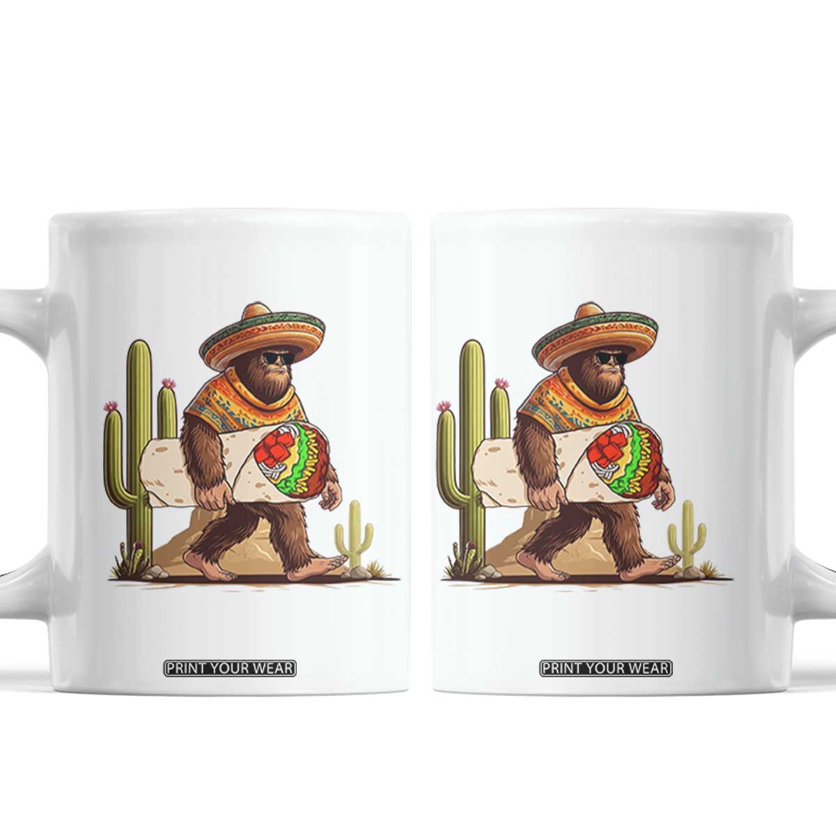 Funny Cinco De Mayo Bigfoot Burrito Lover Gift Coffee Mug TS12 White Print Your Wear