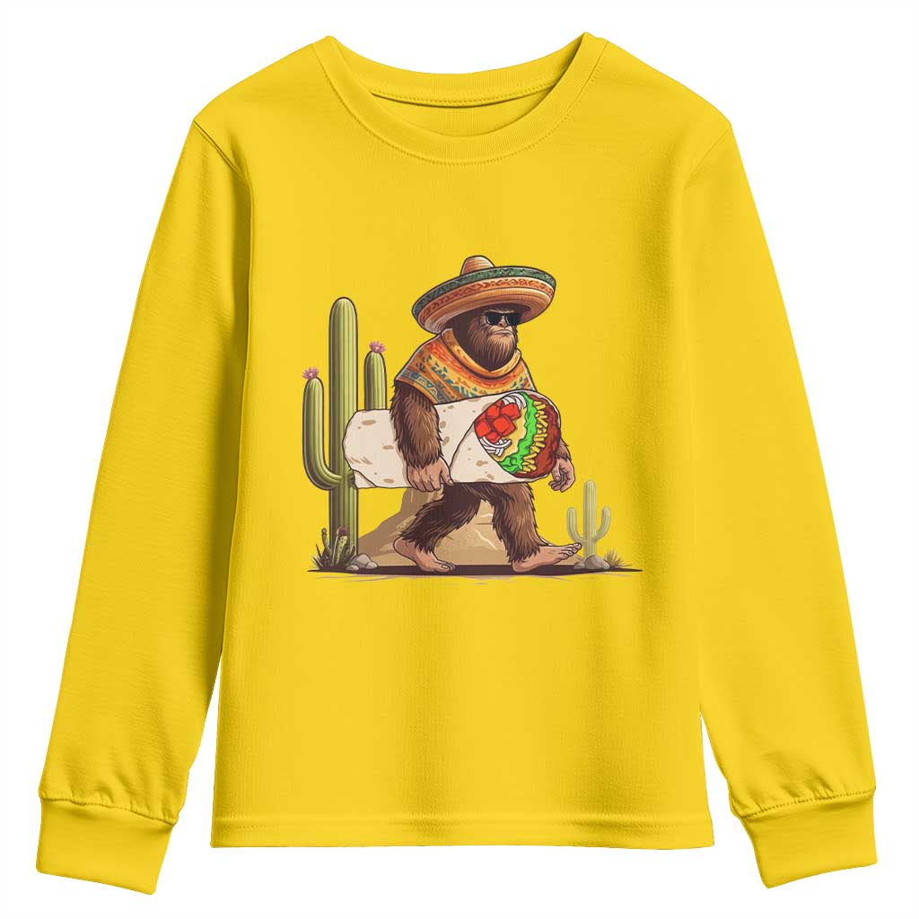 Funny Cinco De Mayo Bigfoot Burrito Lover Gift Youth Sweatshirt TS12 Daisy Print Your Wear