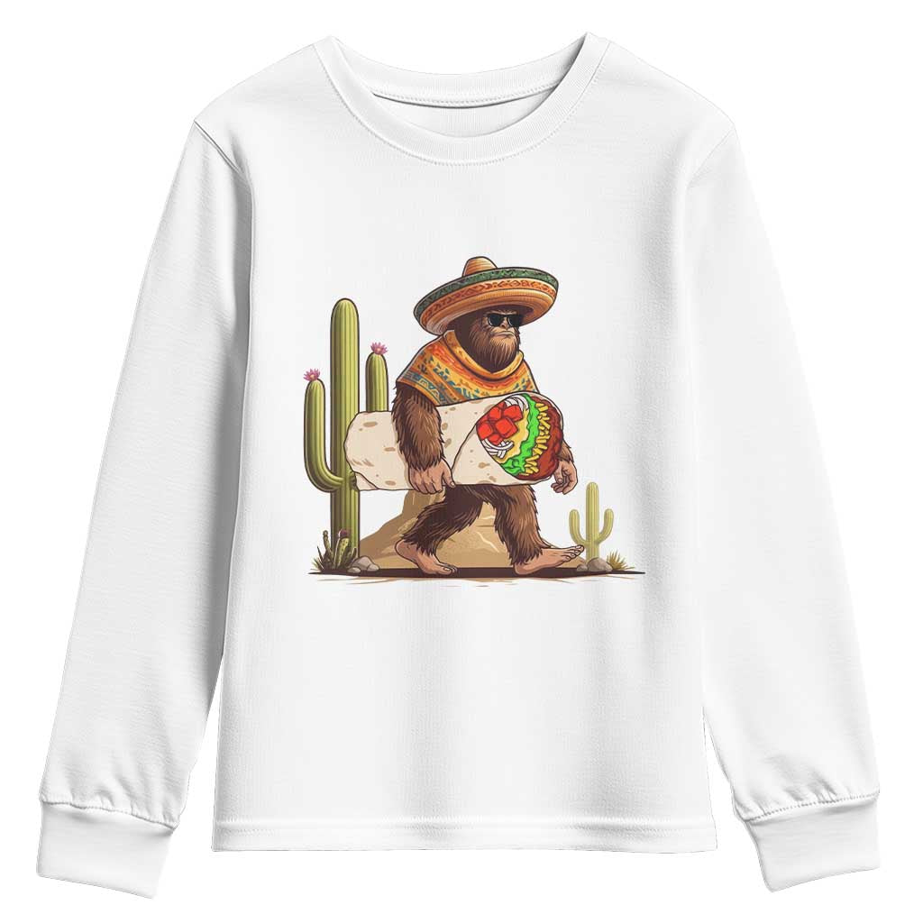 Funny Cinco De Mayo Bigfoot Burrito Lover Gift Youth Sweatshirt TS12 White Print Your Wear