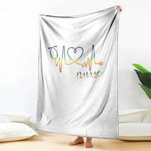 Nurse Heartbeat Rainbow Heart LGBTQ Pride Throw Blanket Medical Professional Support TS12 Print Your Wear