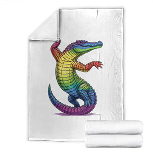 Funny Rainbow Gator LGBTQ Pride Support Throw Blanket TS12 White Print Your Wear