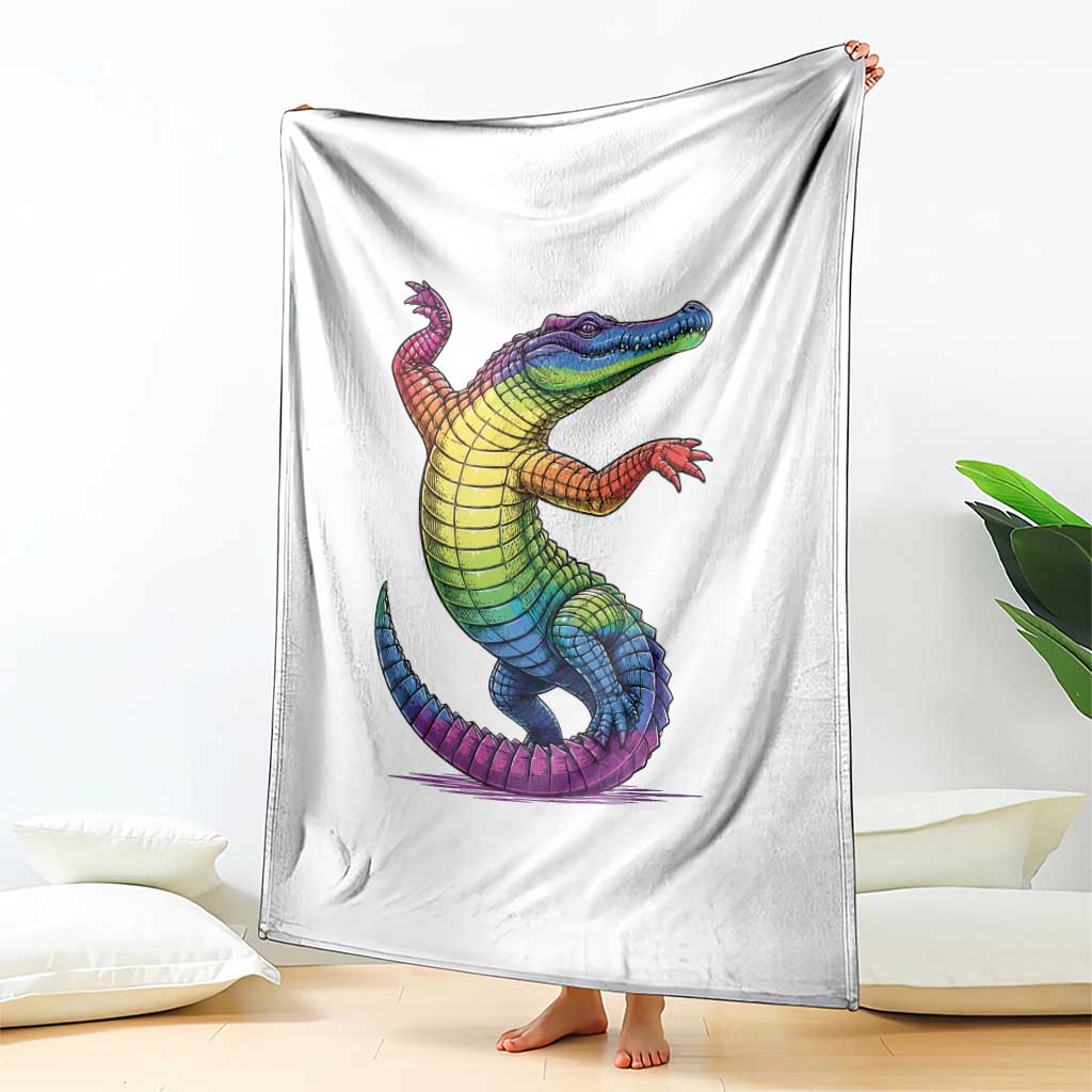 Funny Rainbow Gator LGBTQ Pride Support Throw Blanket TS12 Print Your Wear