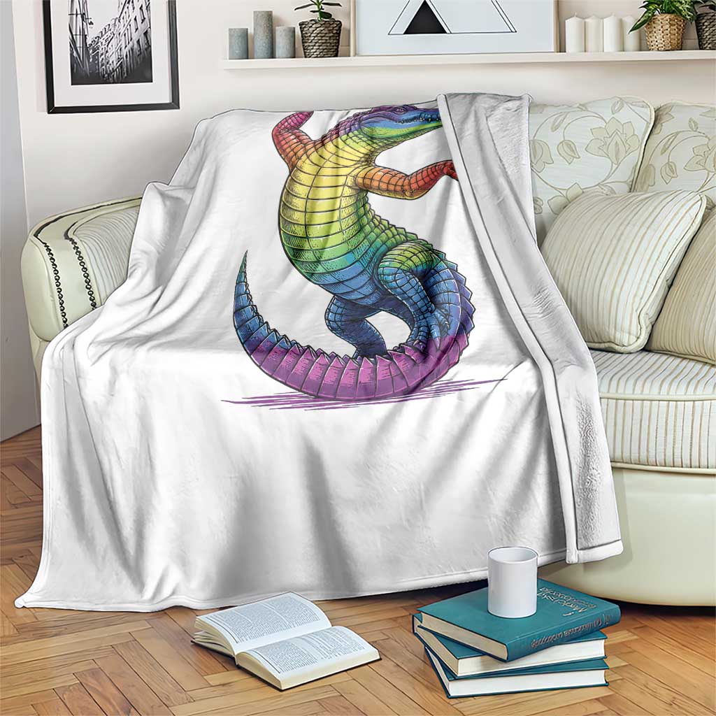 Funny Rainbow Gator LGBTQ Pride Support Throw Blanket TS12 Print Your Wear