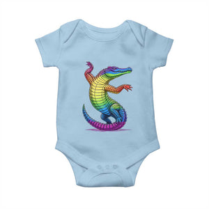 Funny Rainbow Gator LGBTQ Pride Support Baby Onesie TS12 Light Blue Print Your Wear