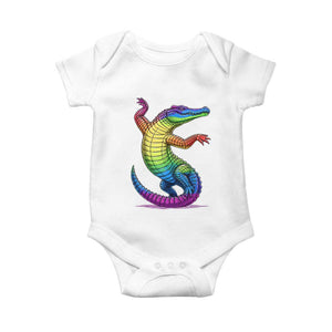 Funny Rainbow Gator LGBTQ Pride Support Baby Onesie TS12 White Print Your Wear