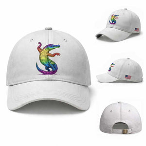 Funny Rainbow Gator LGBTQ Pride Support Baseball Cap TS12 Baseball Cap Universal Fit White Print Your Wear