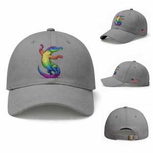 Funny Rainbow Gator LGBTQ Pride Support Baseball Cap TS12 Baseball Cap Universal Fit Sport Gray Print Your Wear
