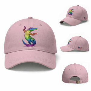Funny Rainbow Gator LGBTQ Pride Support Baseball Cap TS12 Baseball Cap Universal Fit Light Pink Print Your Wear