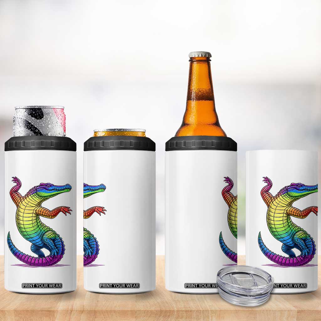 Funny Rainbow Gator LGBTQ Pride Support 4 in 1 Can Cooler Tumbler TS12 Print Your Wear