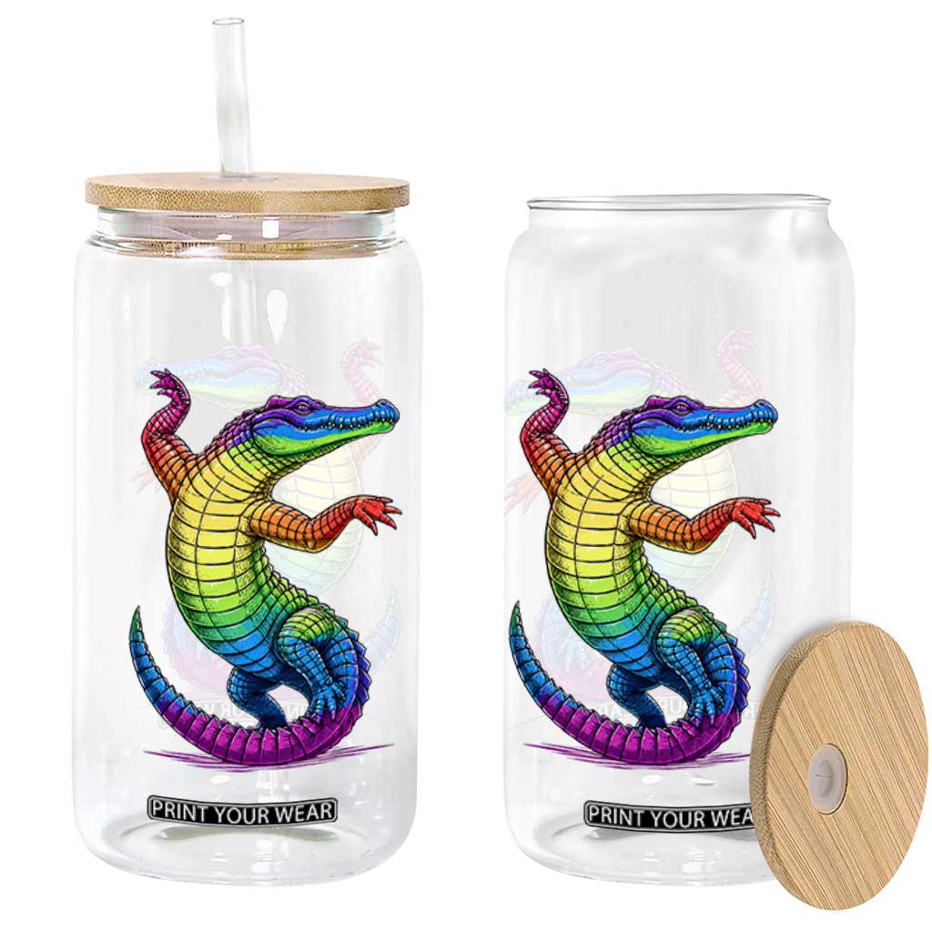 Funny Rainbow Gator LGBTQ Pride Support Glass Can TS12 Print Your Wear