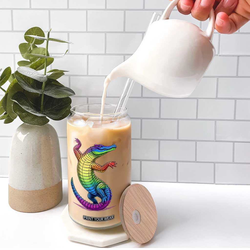 Funny Rainbow Gator LGBTQ Pride Support Glass Can TS12 Print Your Wear