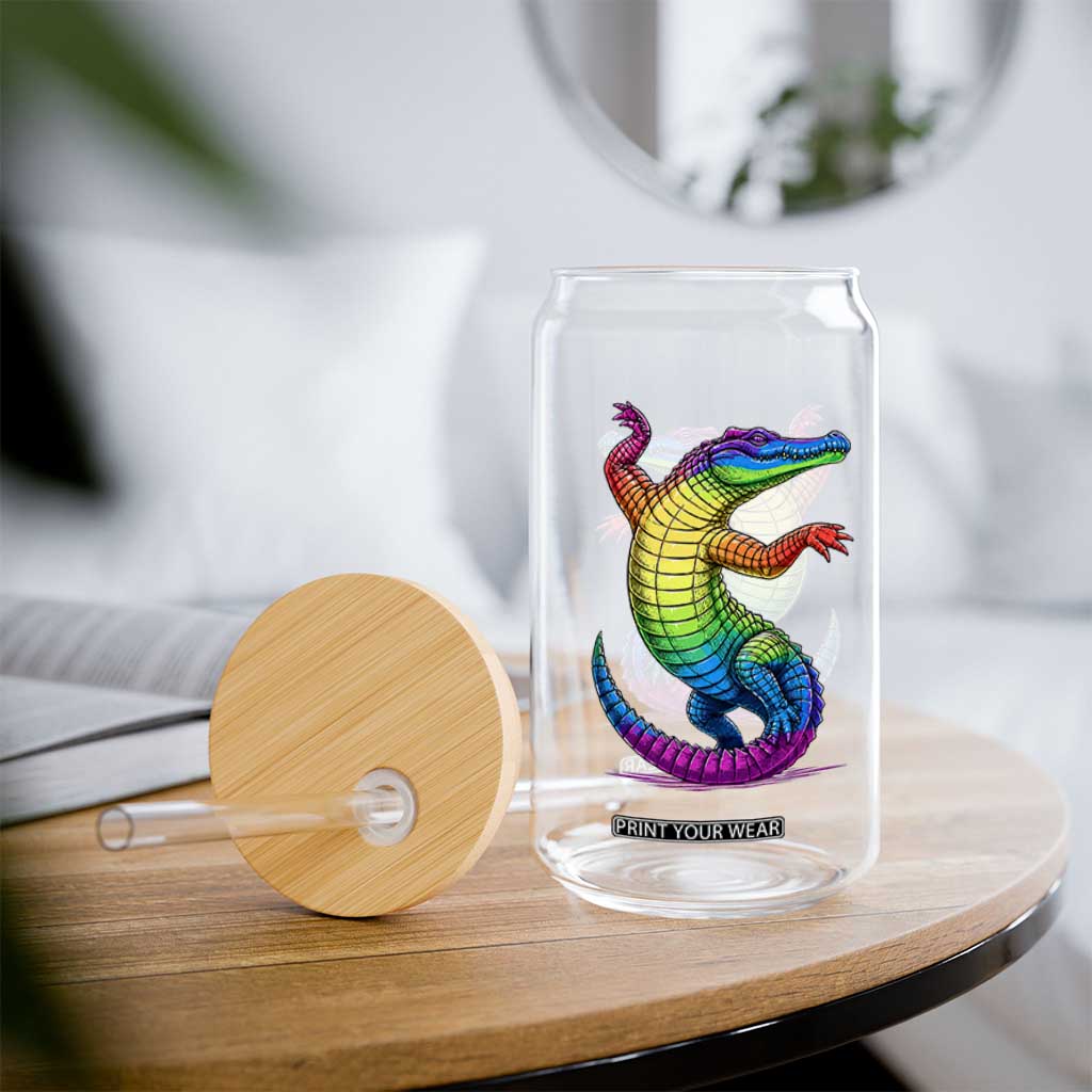 Funny Rainbow Gator LGBTQ Pride Support Glass Can TS12 Print Your Wear
