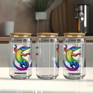 Funny Rainbow Gator LGBTQ Pride Support Glass Can TS12 Print Your Wear
