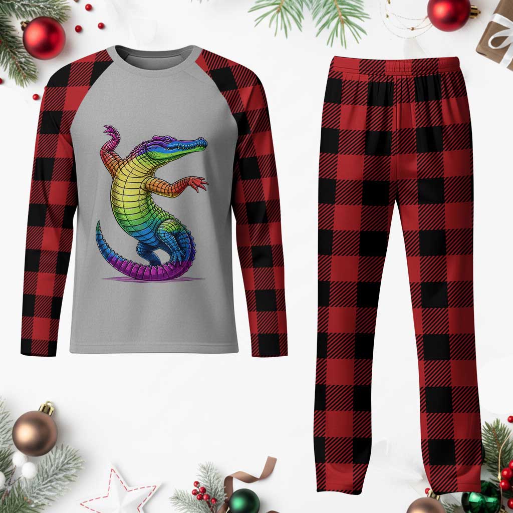 Funny Rainbow Gator LGBTQ Pride Support Plaid Pajama Set TS12 Buffalo Plaid Print Your Wear