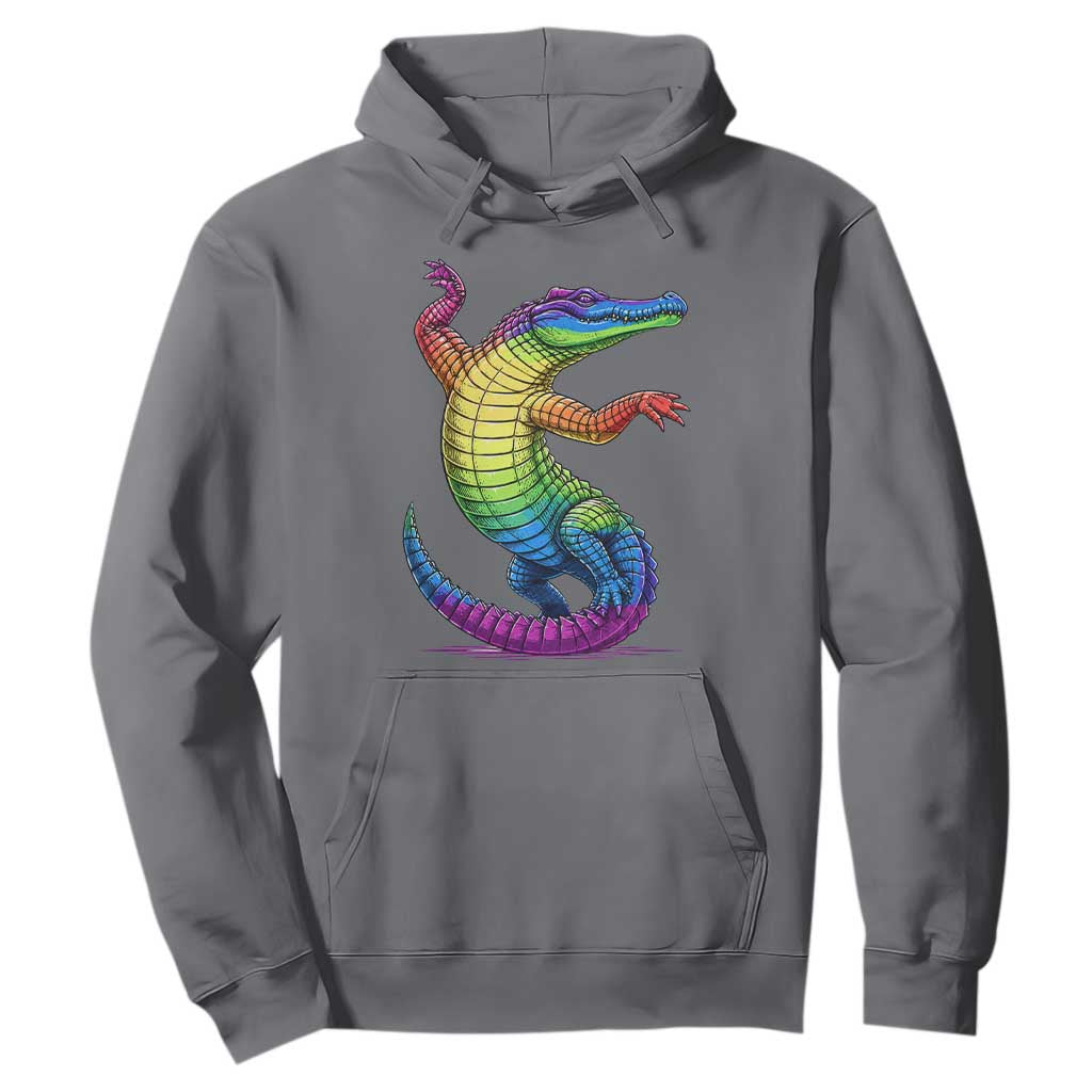 Funny Rainbow Gator LGBTQ Pride Support Hoodie TS12 Charcoal Print Your Wear