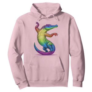 Funny Rainbow Gator LGBTQ Pride Support Hoodie TS12 Light Pink Print Your Wear