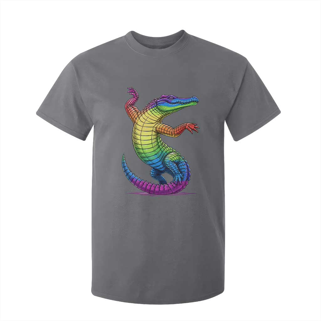 Funny Rainbow Gator LGBTQ Pride Support T Shirt For Kid TS12 Charcoal Print Your Wear