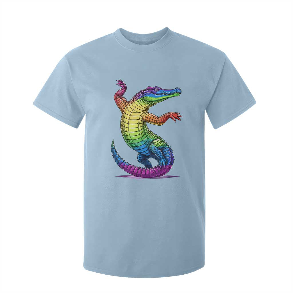 Funny Rainbow Gator LGBTQ Pride Support T Shirt For Kid TS12 Light Blue Print Your Wear