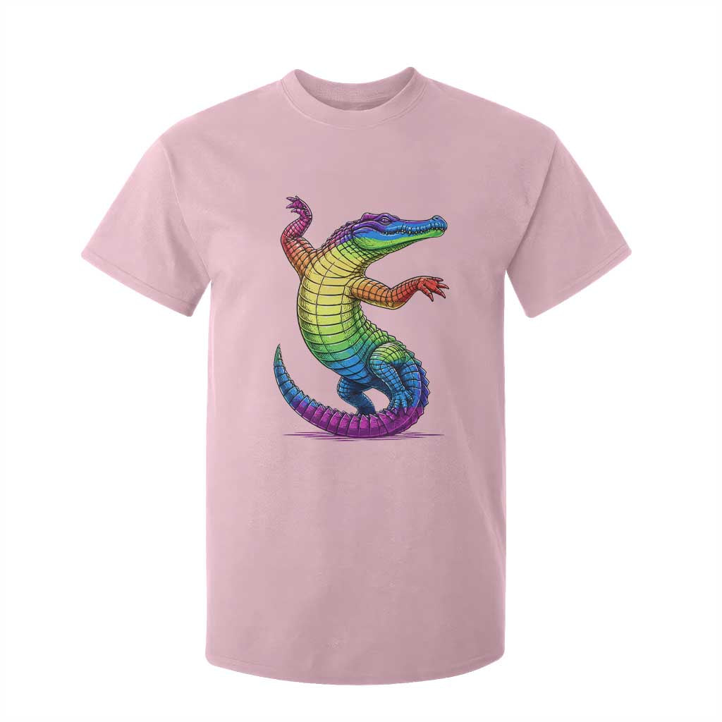 Funny Rainbow Gator LGBTQ Pride Support T Shirt For Kid TS12 Light Pink Print Your Wear