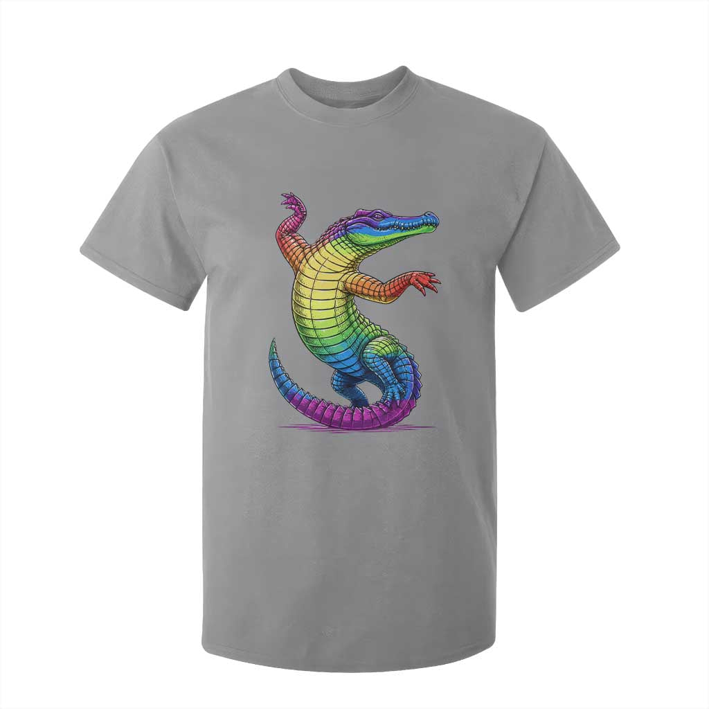 Funny Rainbow Gator LGBTQ Pride Support T Shirt For Kid TS12 Sport Gray Print Your Wear