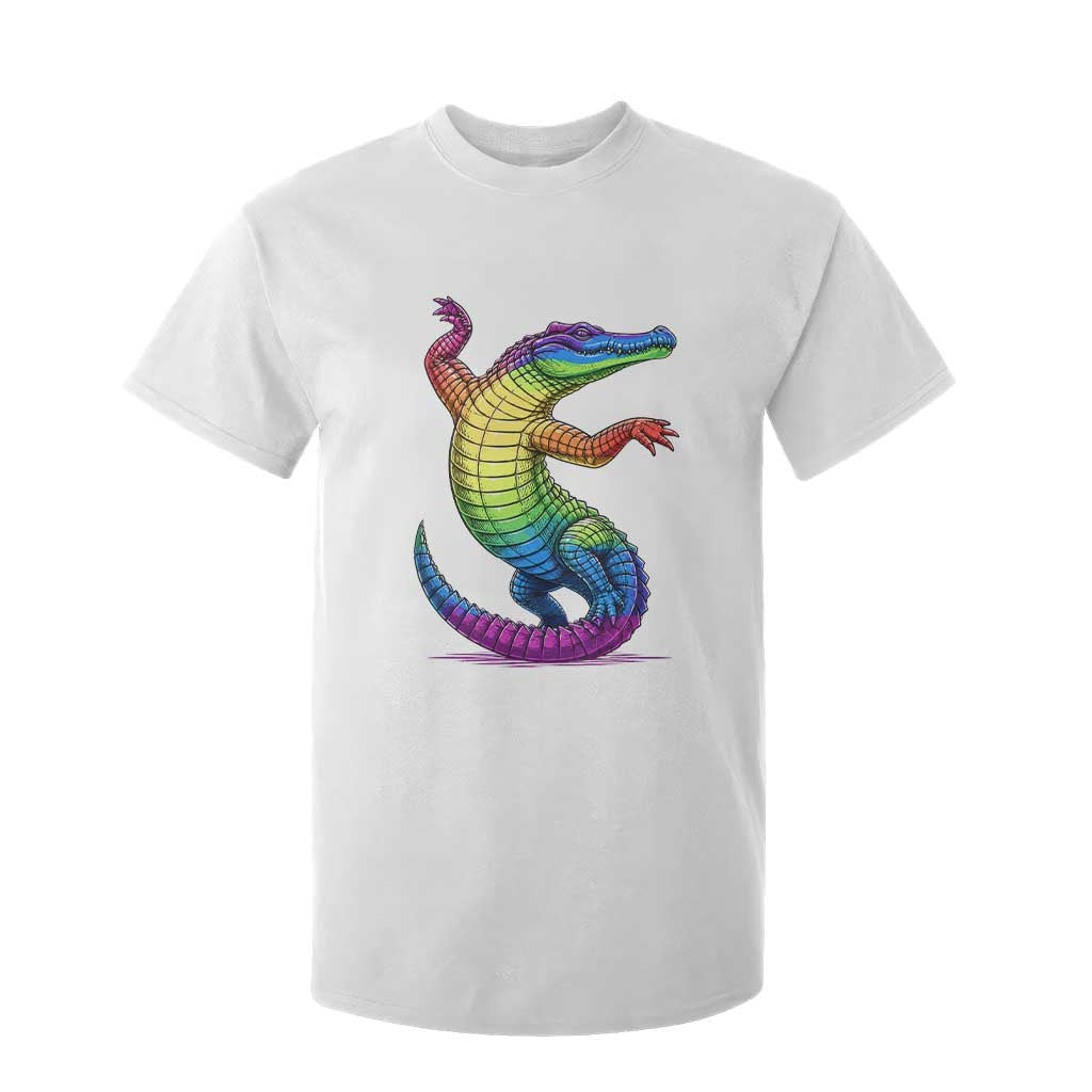 Funny Rainbow Gator LGBTQ Pride Support T Shirt For Kid TS12 White Print Your Wear