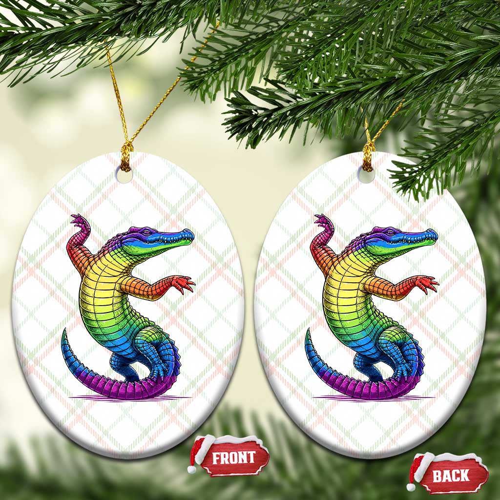 Funny Rainbow Gator LGBTQ Pride Support Ceramic Ornament TS12 Print Your Wear