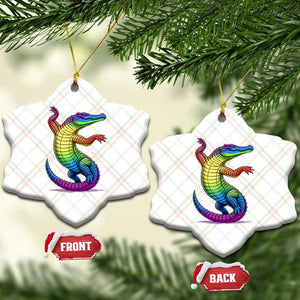 Funny Rainbow Gator LGBTQ Pride Support Ceramic Ornament TS12 Print Your Wear