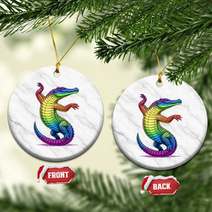 Funny Rainbow Gator LGBTQ Pride Support Ceramic Ornament TS12 1pc White Marble Print Your Wear