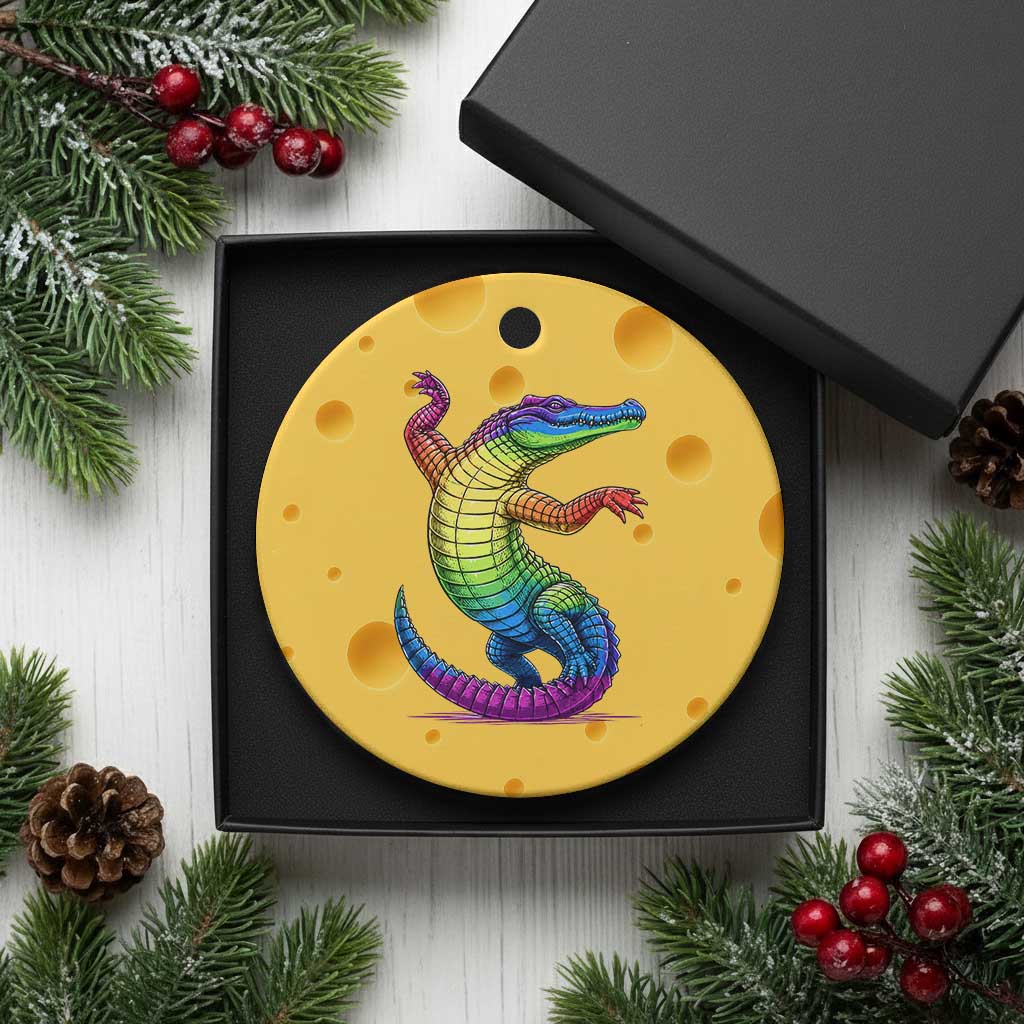 Funny Rainbow Gator LGBTQ Pride Support Ceramic Ornament TS12 1pc Yellow Cheese Print Your Wear