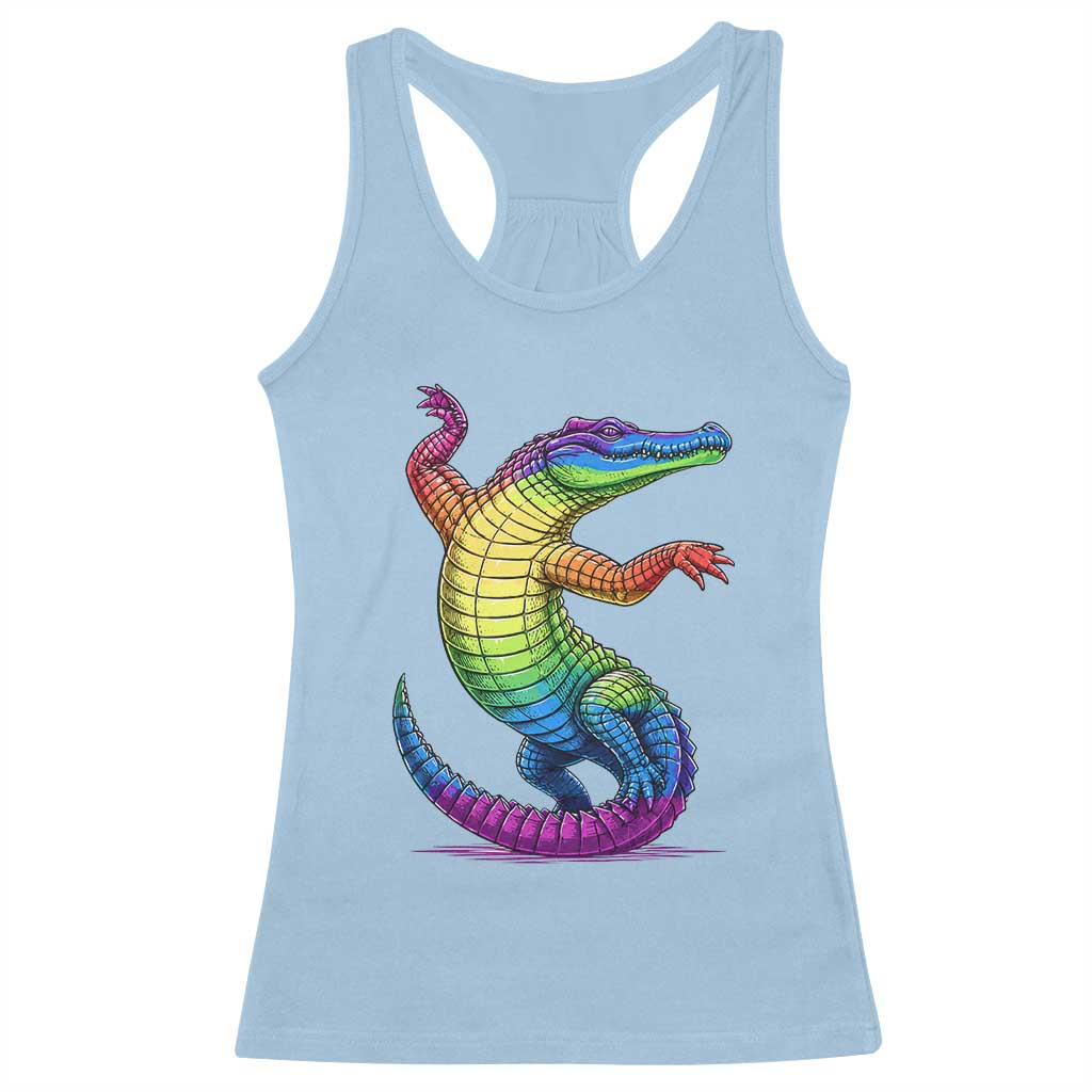 Funny Rainbow Gator LGBTQ Pride Support Racerback Tank Top TS12 Light Blue Print Your Wear