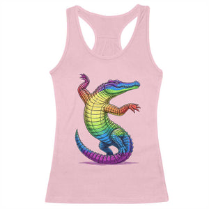 Funny Rainbow Gator LGBTQ Pride Support Racerback Tank Top TS12 Light Pink Print Your Wear