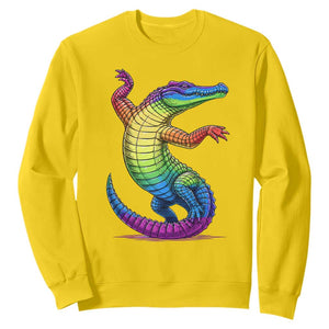 Funny Rainbow Gator LGBTQ Pride Support Sweatshirt TS12 Daisy Print Your Wear