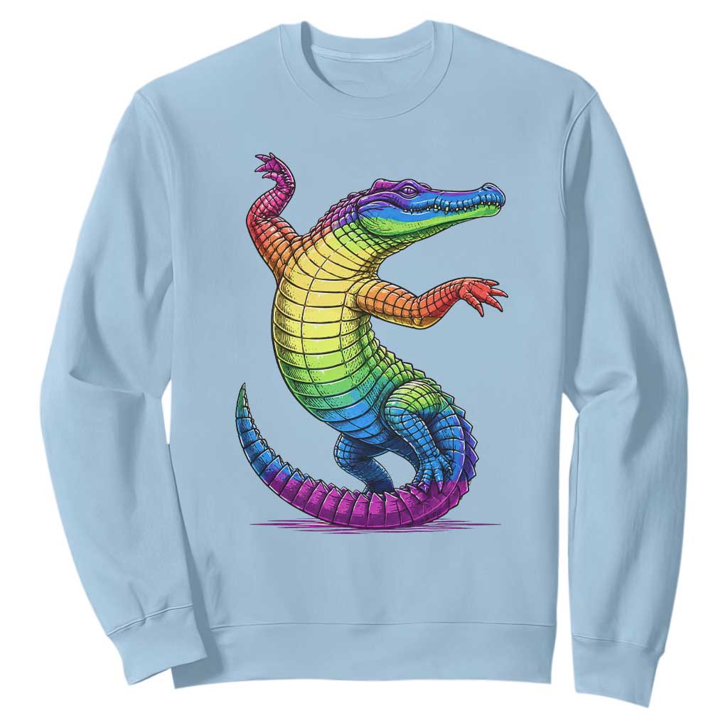 Funny Rainbow Gator LGBTQ Pride Support Sweatshirt TS12 Light Blue Print Your Wear