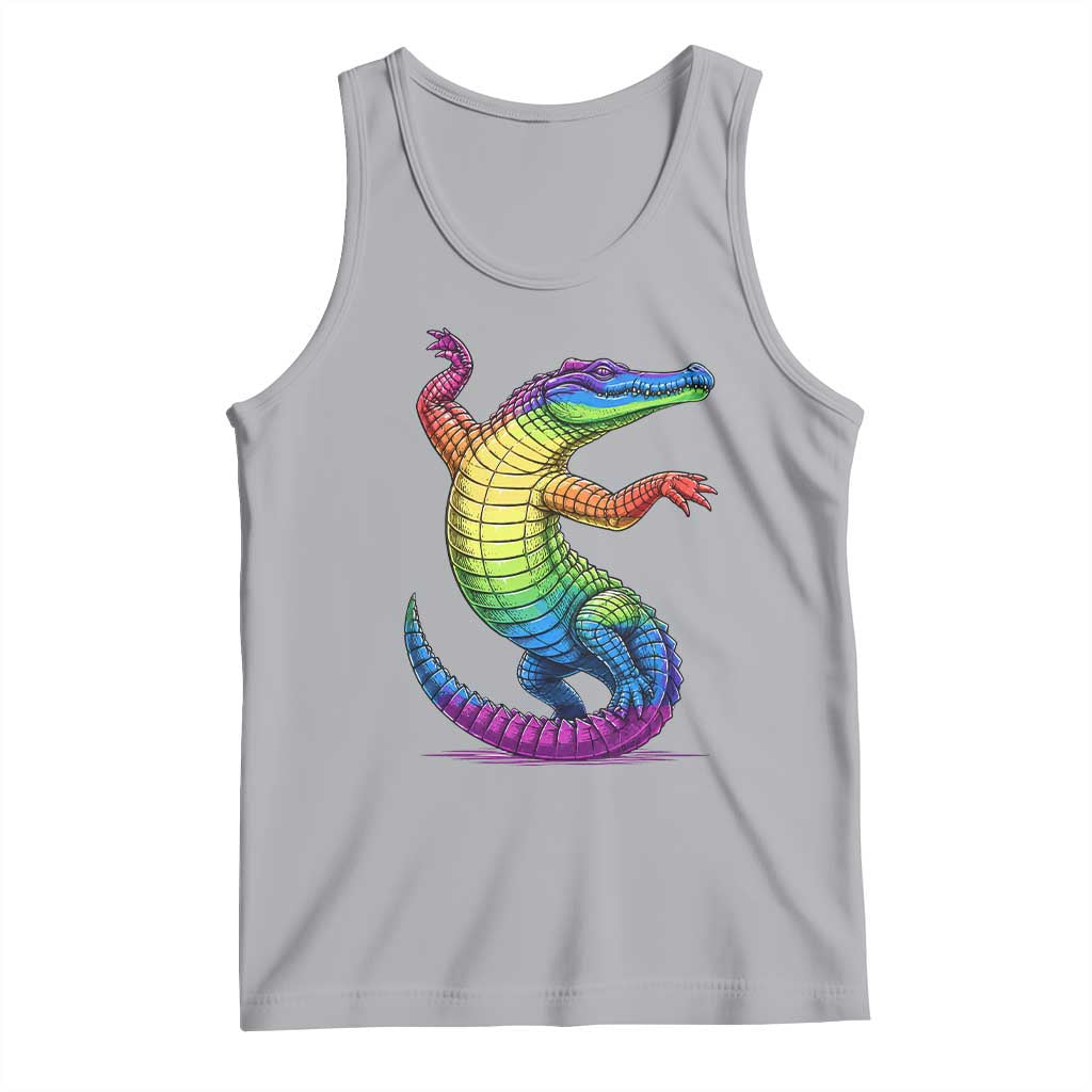Funny Rainbow Gator LGBTQ Pride Support Tank Top TS12 Athletic Heather Print Your Wear