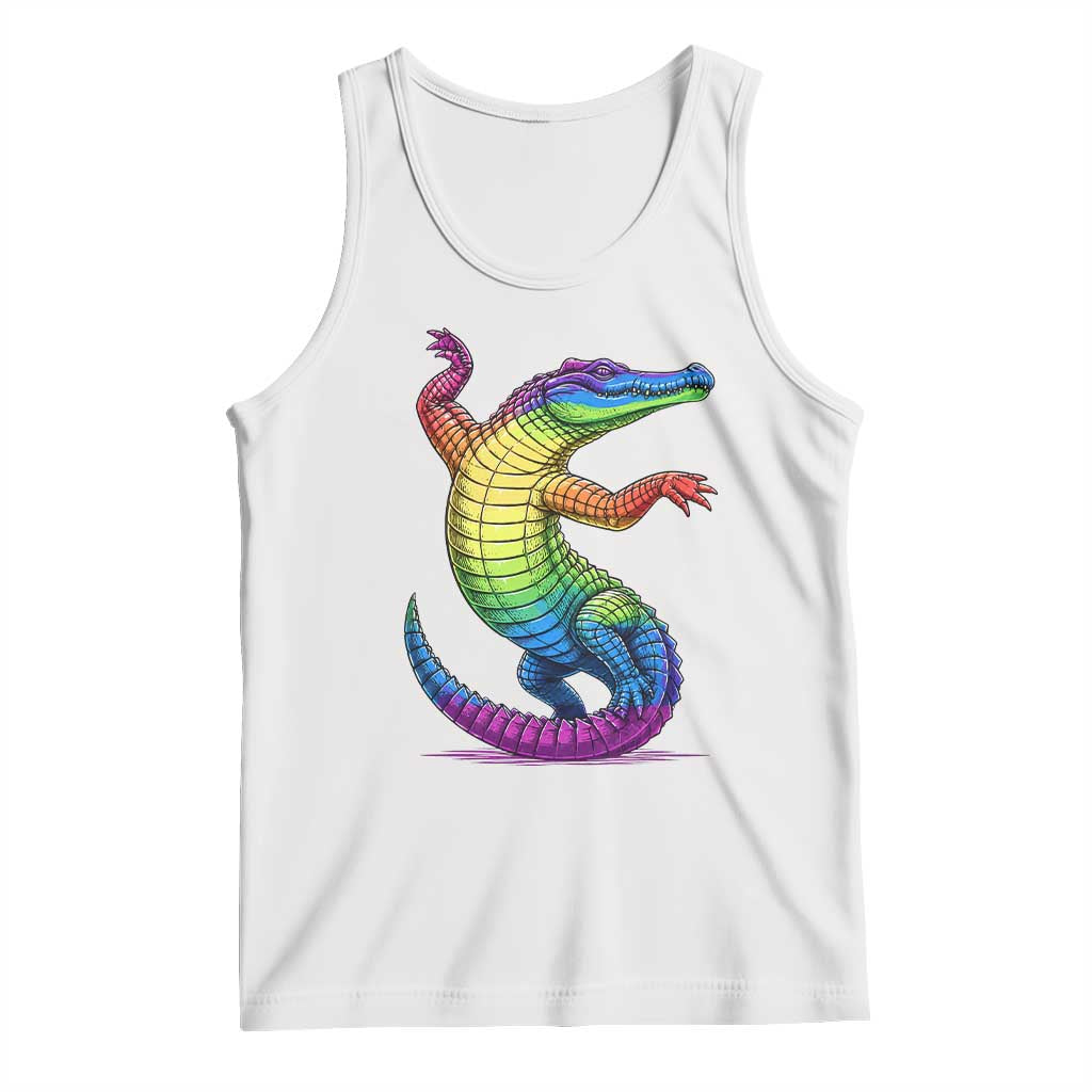 Funny Rainbow Gator LGBTQ Pride Support Tank Top TS12 White Print Your Wear