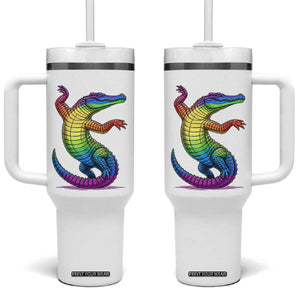 Funny Rainbow Gator LGBTQ Pride Support Tumbler With Handle TS12 One Size: 40 oz White Print Your Wear