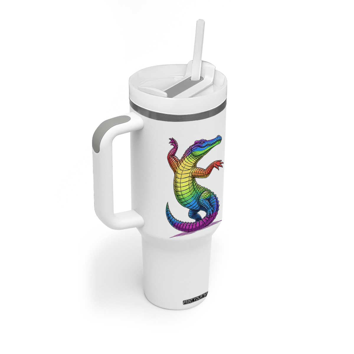 Funny Rainbow Gator LGBTQ Pride Support Tumbler With Handle TS12 Print Your Wear