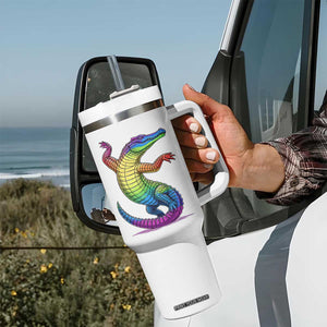 Funny Rainbow Gator LGBTQ Pride Support Tumbler With Handle TS12 Print Your Wear