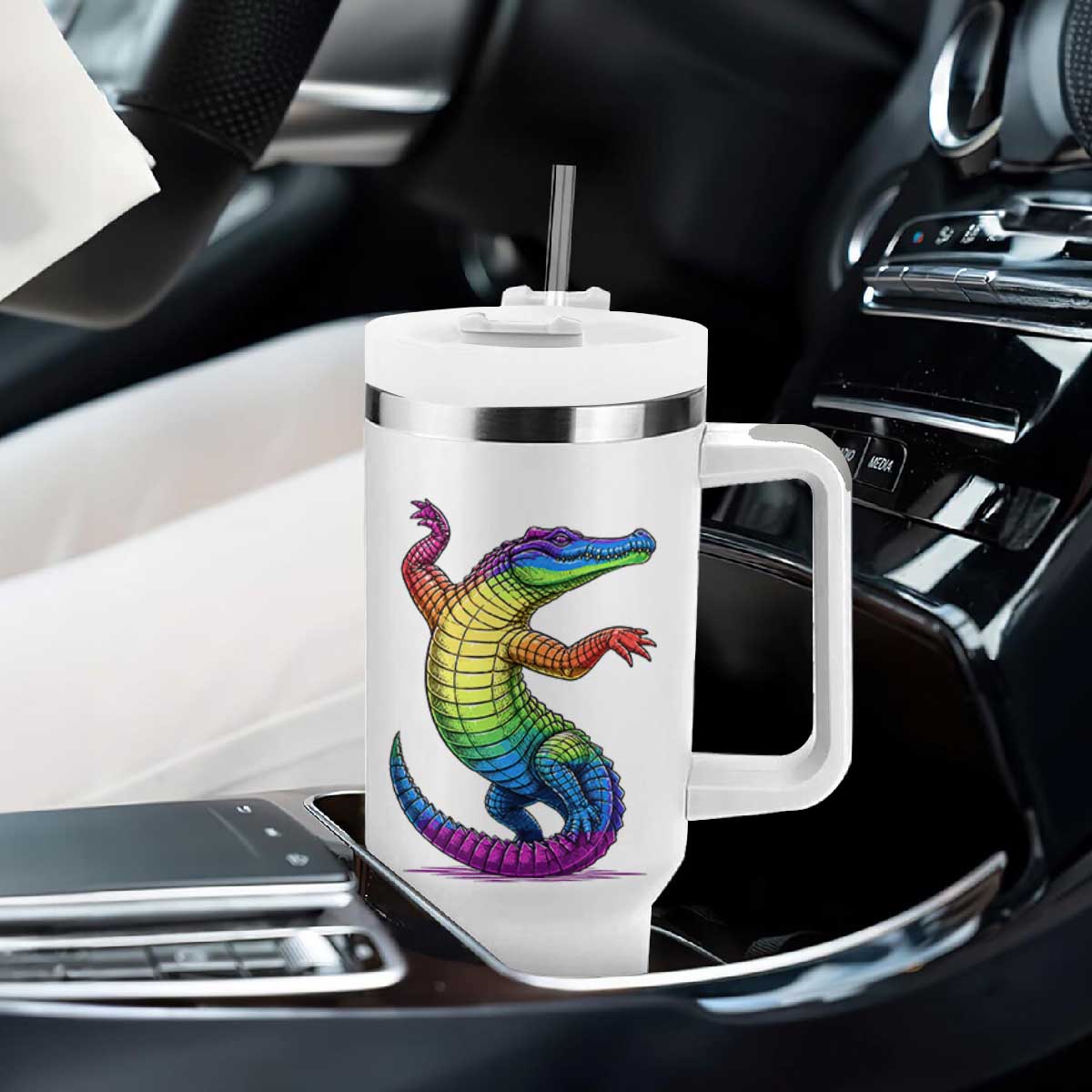 Funny Rainbow Gator LGBTQ Pride Support Tumbler With Handle TS12 Print Your Wear