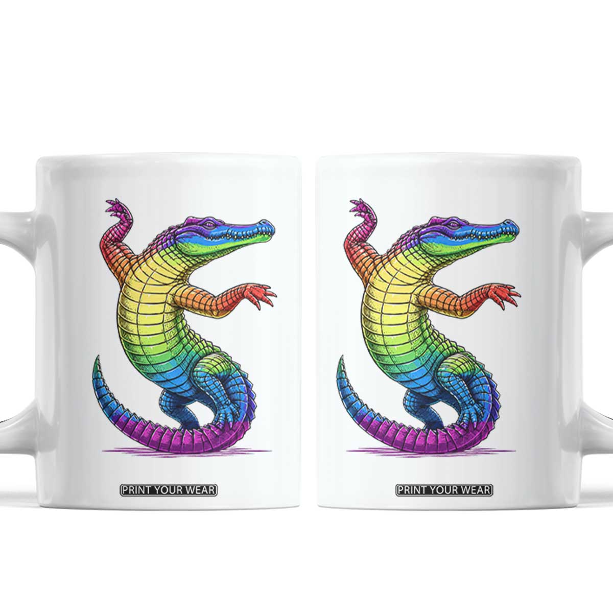Funny Rainbow Gator LGBTQ Pride Support Coffee Mug TS12 White Print Your Wear