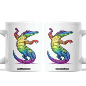 Funny Rainbow Gator LGBTQ Pride Support Coffee Mug TS12 White Print Your Wear