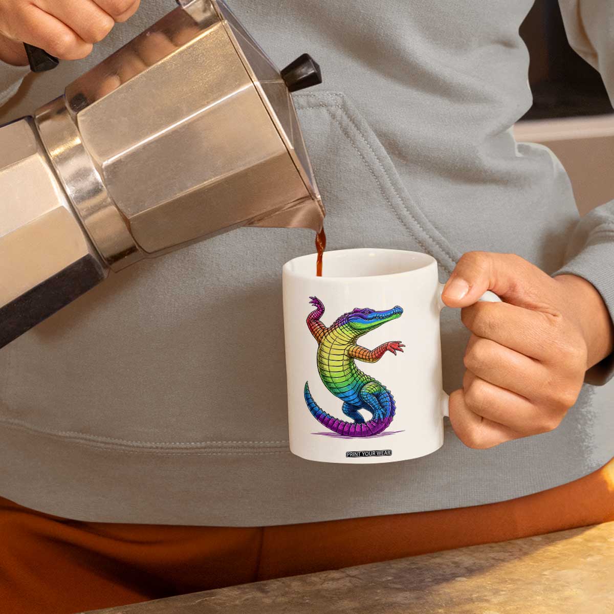 Funny Rainbow Gator LGBTQ Pride Support Coffee Mug TS12 Print Your Wear