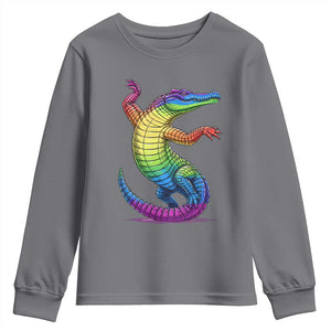 Funny Rainbow Gator LGBTQ Pride Support Youth Sweatshirt TS12 Charcoal Print Your Wear