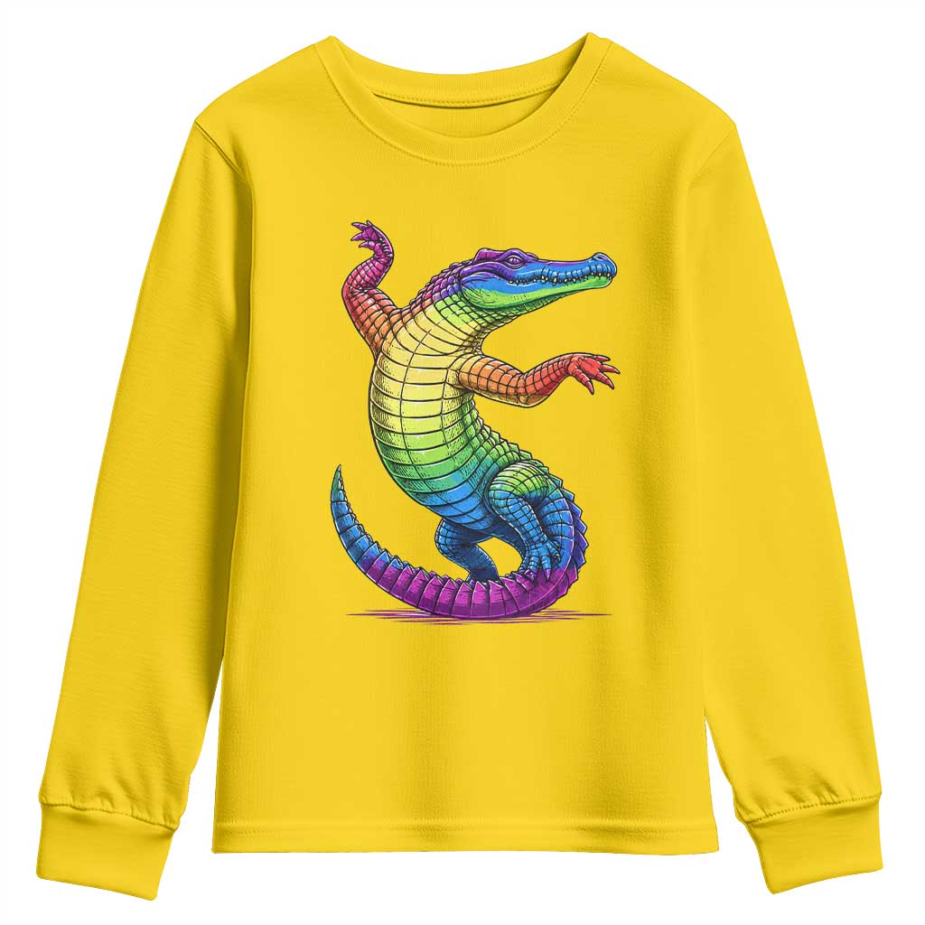Funny Rainbow Gator LGBTQ Pride Support Youth Sweatshirt TS12 Daisy Print Your Wear
